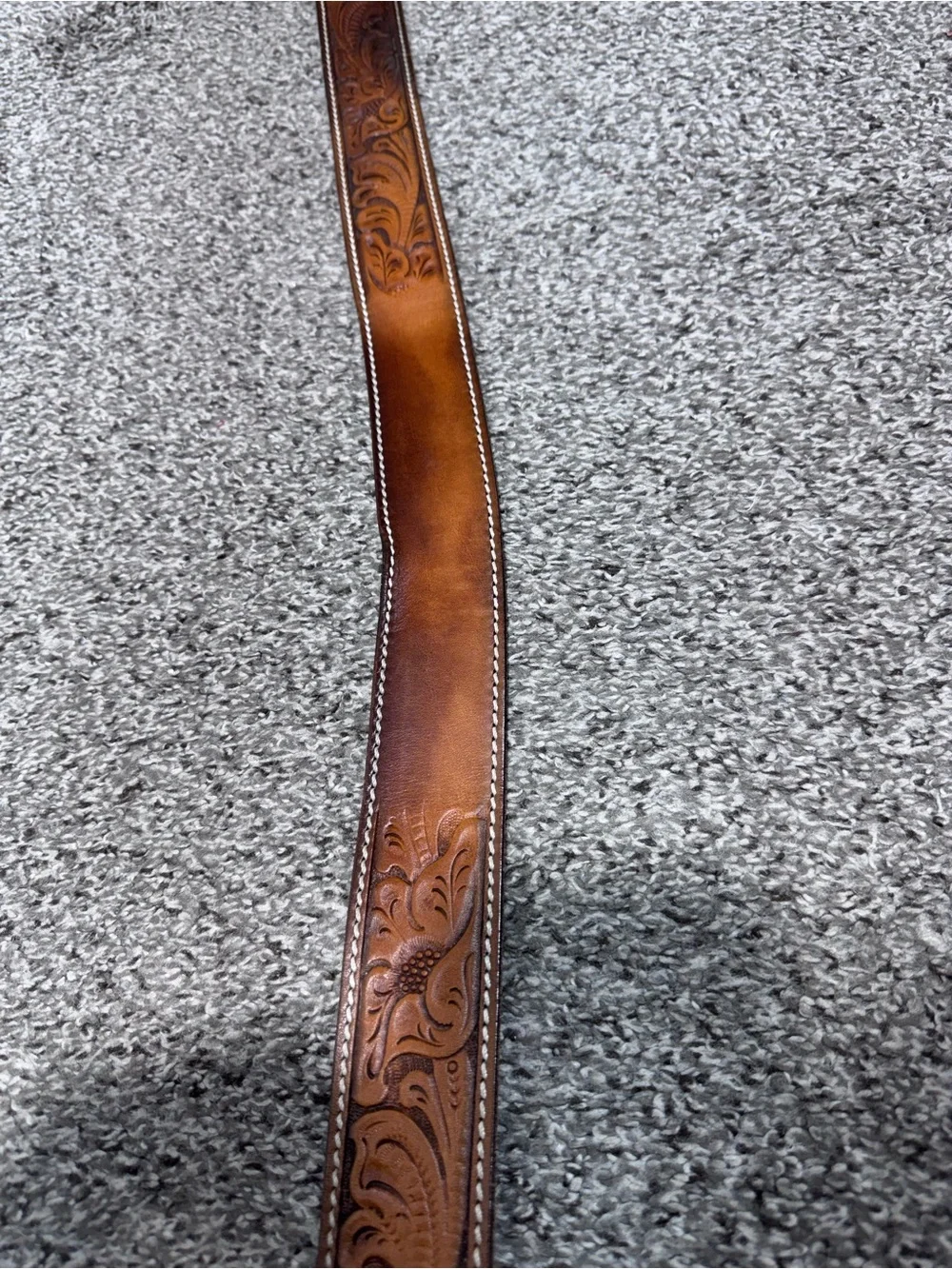 Vintage Style Men’s Size 44 Brown Tooled Leather Western Cowboy Belt Floral